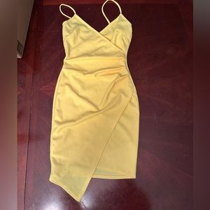 Yellow Faux wrap dress